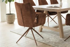 Drehbarer Design Stuhl CONCORD rost braun Samt Taschenfederkern Metallgestell braun