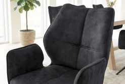 Drehbarer Design Stuhl CONCORD dunkelgrau Samt Taschenfederkern Metallgestell schwarz