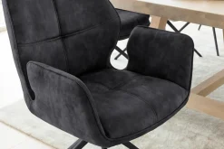 Drehbarer Design Stuhl CONCORD dunkelgrau Samt Taschenfederkern Metallgestell schwarz