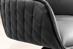 Drehbarer Design Stuhl EUPHORIA schwarz Echtleder Metallgestell mit Armlehne