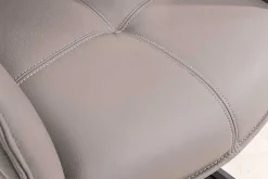 Drehbarer Design Stuhl EUPHORIA taupe Echtleder schwarz Metallgestell mit Armlehne