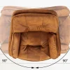 Drehbarer Design Stuhl MR. LOUNGER hellbraun Microfaser mit Armlehne Metall schwarz