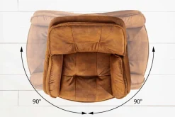 Drehbarer Design Stuhl MR. LOUNGER hellbraun Microfaser mit Armlehne Metall schwarz