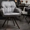 Drehbarer Design Stuhl MR. LOUNGER anthrazit grau Microfaser Flachgewebe mit Armlehne