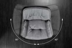 Drehbarer Design Stuhl MR. LOUNGER anthrazit grau Microfaser Flachgewebe mit Armlehne