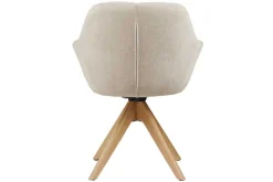 Drehbarer Design Stuhl PAPILLON beige Samt Eiche Massivholz mit Armlehnen