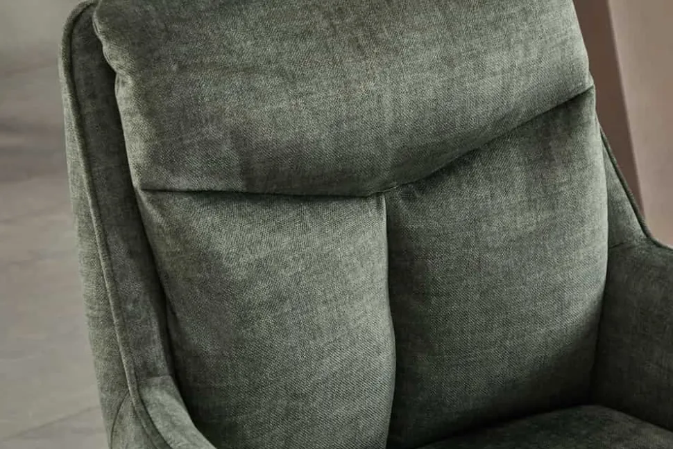 Drehbarer Design Stuhl PROMETHEUS moosgrün Vogue Velours Samt Taschenfederkern Metall