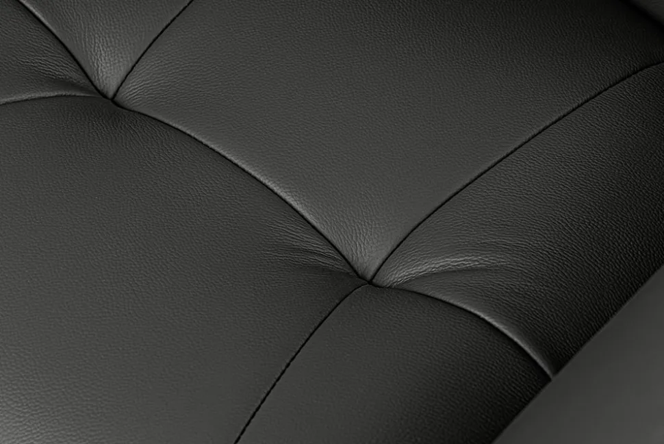 Drehbarer Design Stuhl SIGNATURE schwarz Echtleder 360° Taschenfederkern Metall