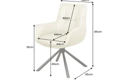 Drehbarer Design Stuhl SIGNATURE beige Echtleder 360° Taschenfederkern schwarz Metall