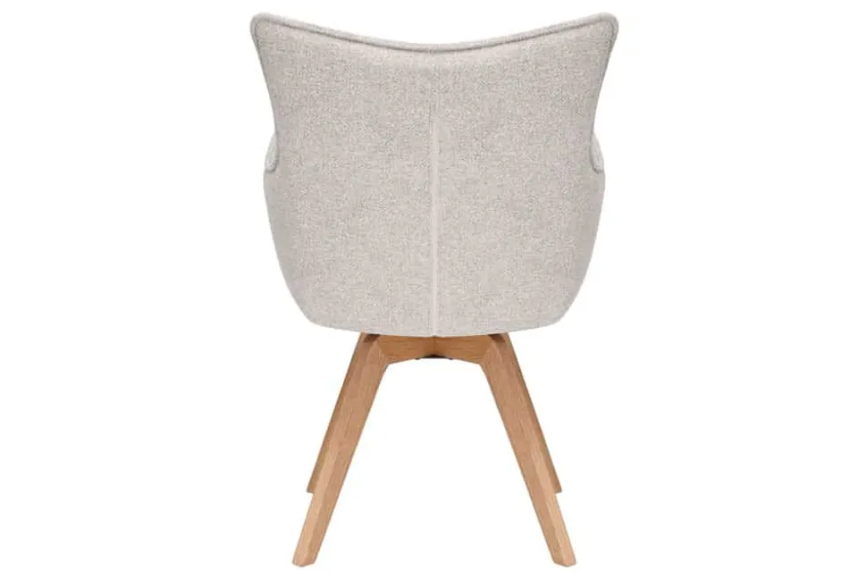 Drehbarer Design Stuhl VOGUE beige natur Strukturstoff Eichenholz 360° mit Armlehne