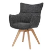 Drehbarer Design Stuhl VOGUE anthrazit natur Strukturstoff Eichenholz 360° mit Armlehne