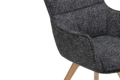 Drehbarer Design Stuhl VOGUE anthrazit natur Strukturstoff Eichenholz 360° mit Armlehne