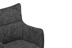 Drehbarer Design Stuhl VOGUE anthrazit natur Strukturstoff Eichenholz 360° mit Armlehne