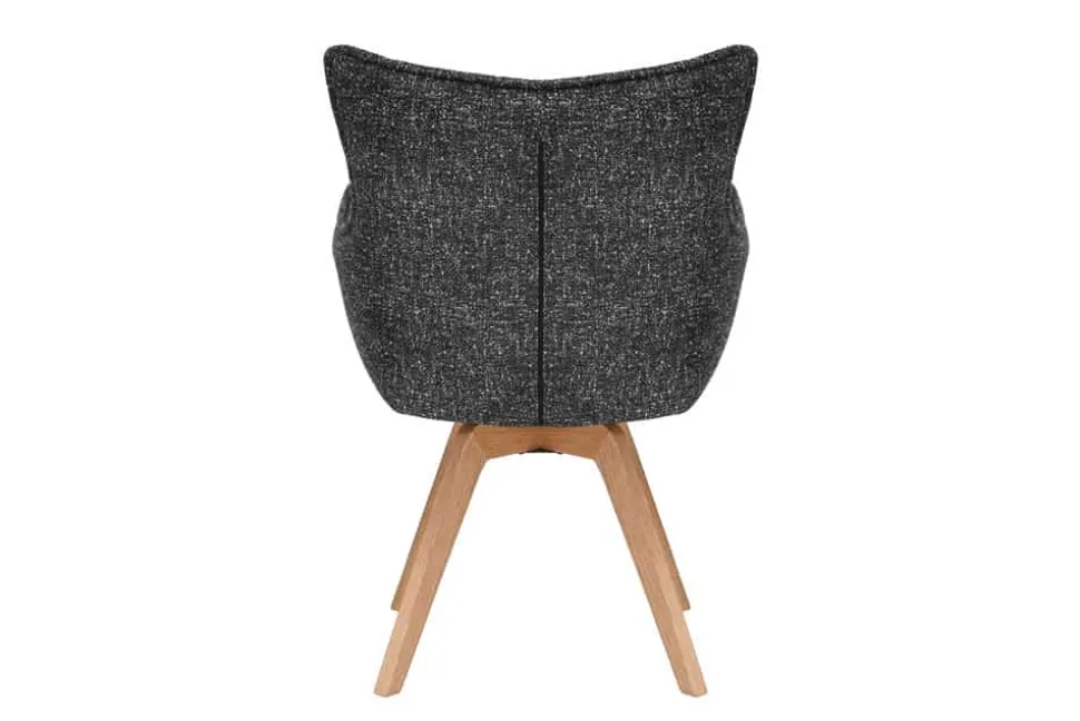 Drehbarer Design Stuhl VOGUE anthrazit natur Strukturstoff Eichenholz 360° mit Armlehne