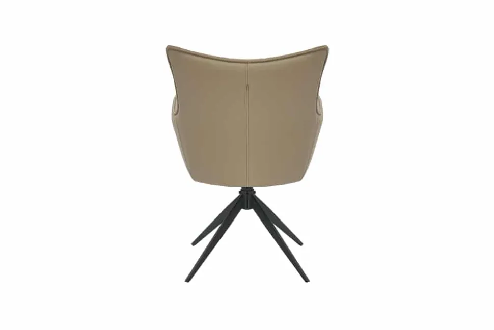 Drehbarer Design Stuhl VOGUE taupe Kunstleder Metall 360° mit Armlehne