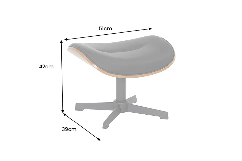 Drehbarer Hocker VOGUE COMFORT schwarz Kunstleder braun Walnuss-Design
