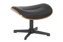 Drehbarer Hocker VOGUE COMFORT schwarz Kunstleder braun Walnuss-Design
