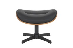 Drehbarer Hocker VOGUE COMFORT schwarz Kunstleder braun Walnuss-Design