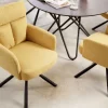 Drehbarer Retro Stuhl BIG GEORGE senfgelb mit Armlehnen und Taschenfederkernpolsterung