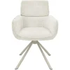 Drehbarer Retro Stuhl UNIQUE beige Chenille Cremona Metall champagner-beige