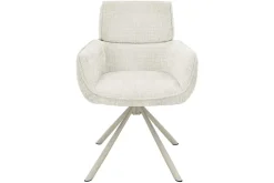 Drehbarer Retro Stuhl UNIQUE beige Chenille Cremona Metall champagner-beige