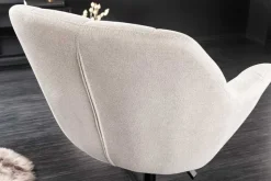 Drehbarer Sessel PAPILLON champagner beige schwarz Metall höhenverstellbar mit Armlehne
