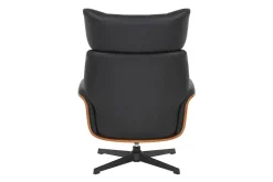Drehbarer Sessel VOGUE COMFORT schwarz Kunstleder braun Walnuss-Design mit Armlehne