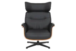 Drehbarer Sessel VOGUE COMFORT schwarz Kunstleder braun Walnuss-Design mit Armlehne