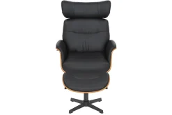 Drehbarer Sessel VOGUE COMFORT schwarz Kunstleder braun Walnuss-Design mit Armlehne
