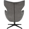 Drehbarer Sessel VOGUE grau Samt schwarze Metallbeine mit Armlehne