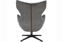 Drehbarer Sessel VOGUE grau Samt schwarze Metallbeine mit Armlehne