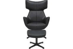 Drehbarer Sessel VOGUE schwarz Kunstleder Metallbeine mit Armlehne