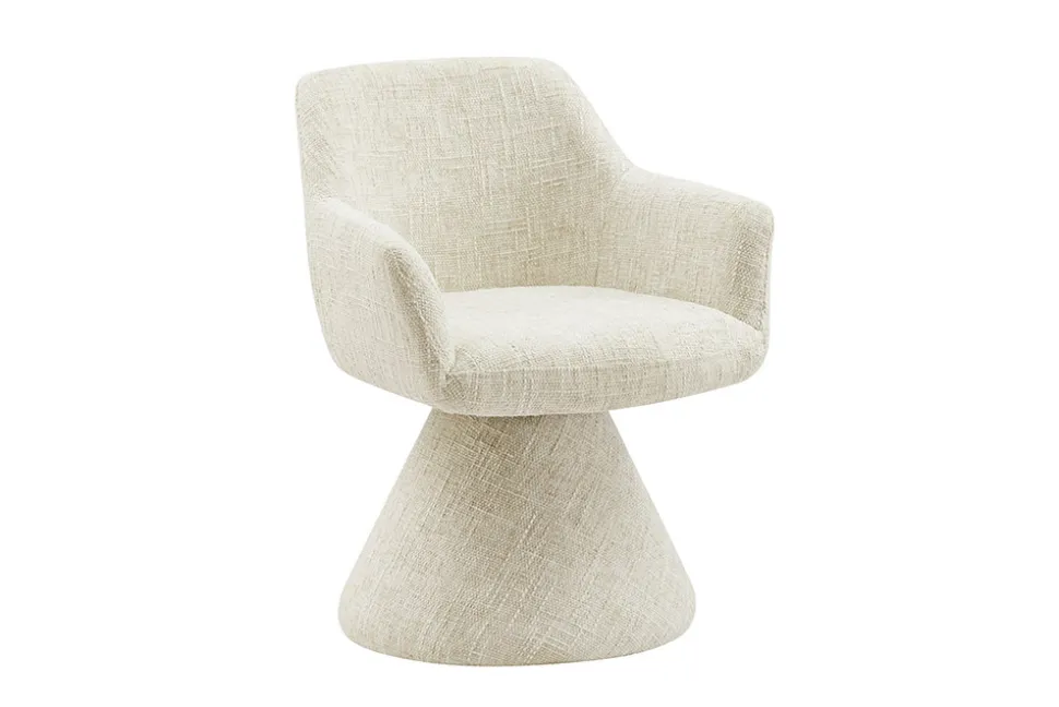 Drehbarer Stuhl AMBIENTO beige Chenille 180° mit Auto-Return Polsterstuhl
