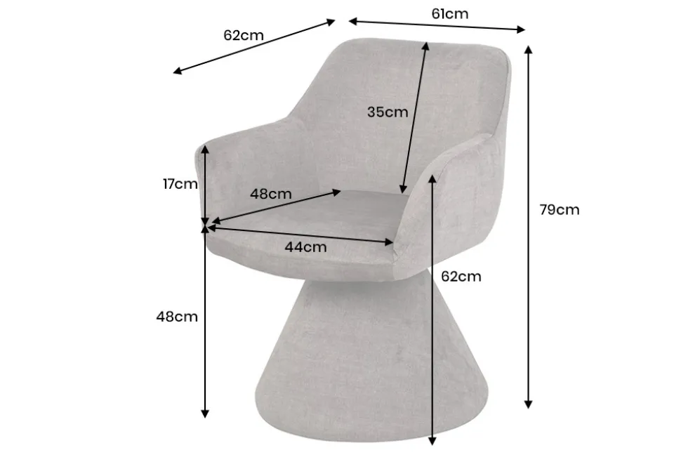 Drehbarer Stuhl AMBIENTO grau Vogue Velours Samt 180° mit Auto-Return Polsterstuhl