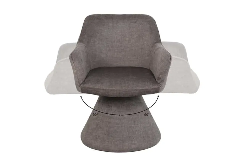 Drehbarer Stuhl AMBIENTO grau Vogue Velours Samt 180° mit Auto-Return Polsterstuhl