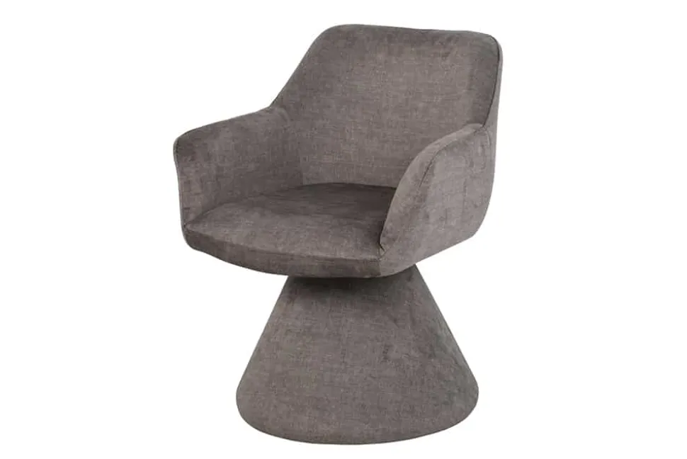 Drehbarer Stuhl AMBIENTO grau Vogue Velours Samt 180° mit Auto-Return Polsterstuhl