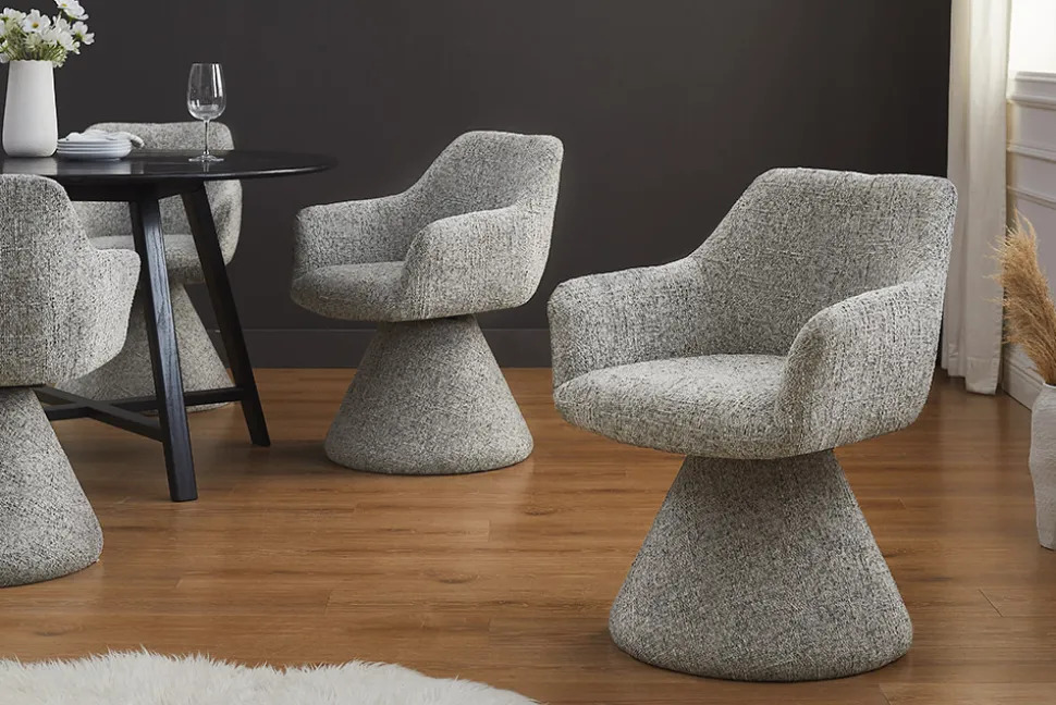 Drehbarer Stuhl AMBIENTO grau Chenille 180° mit Auto-Return Polsterstuhl
