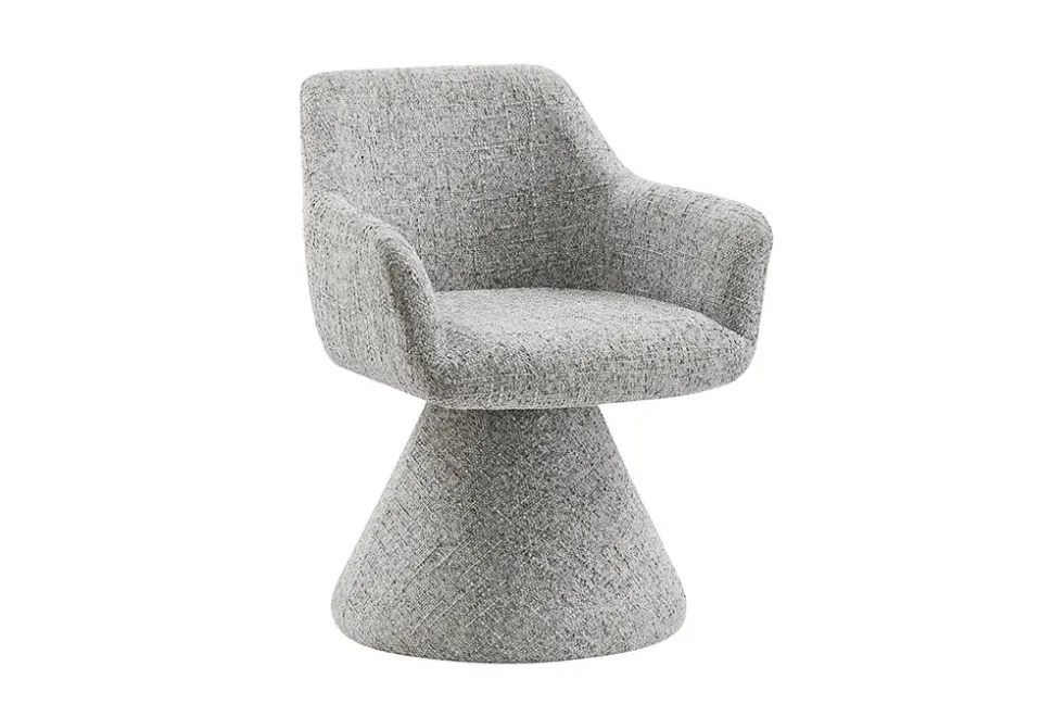 Drehbarer Stuhl AMBIENTO grau Chenille 180° mit Auto-Return Polsterstuhl