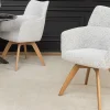 Drehbarer Stuhl ASGARD beige Strukturstoff mit Taschenfederkern und Armlehne