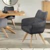 Drehbarer Stuhl ASGARD grau Chenille Cremona mit Taschenfederkern und Armlehne