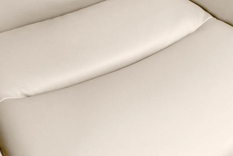 Drehbarer Stuhl BIG GEORGE beige Echtleder Microfaser mit Armlehne schwarze Metallbeine