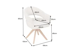 Drehbarer Stuhl ORGANIKO beige Chenillestoff Holzgestell Eiche mit Armlehne
