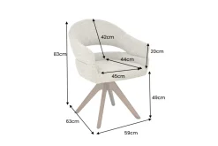 Drehbarer Stuhl ORGANIKO taupe beige Strukturstoff Holzgestell Walnuss mit Armlehne