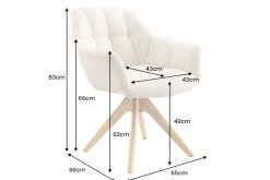 Drehbarer Stuhl PAPILLON champagner beige Chenille Cremona Eiche Massivholz