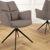 Drehbarer Stuhl PAPILLON braun Echtleder schwarz Metallgestell mit Armlehne