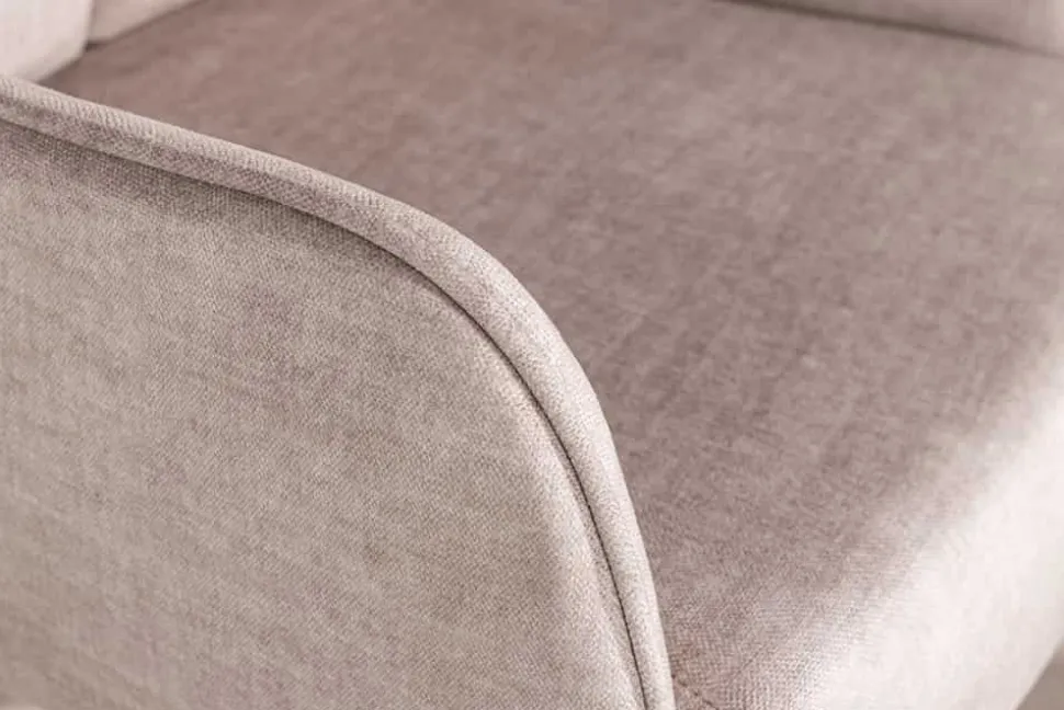 Drehbarer Stuhl PROMETHEUS beige Vogue Velours Samt Taschenfederkern Metallgestell