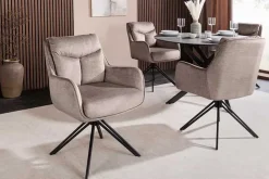 Drehbarer Stuhl PROMETHEUS taupe Vogue Velours Samt Taschenfederkern Metallgestell