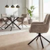 Drehbarer Stuhl SIGNATURE taupe Vogue Velours Samt Taschenfederkern schwarz Metall