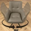 Drehbarer Stuhl SIGNATURE taupe Echtleder 360° mit Taschenfederkern schwarz Metall