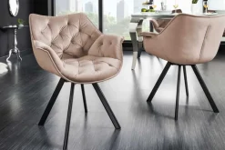 Drehbarer Stuhl THE DUTCH COMFORT greige Samt mit Armlehnen Modern Design